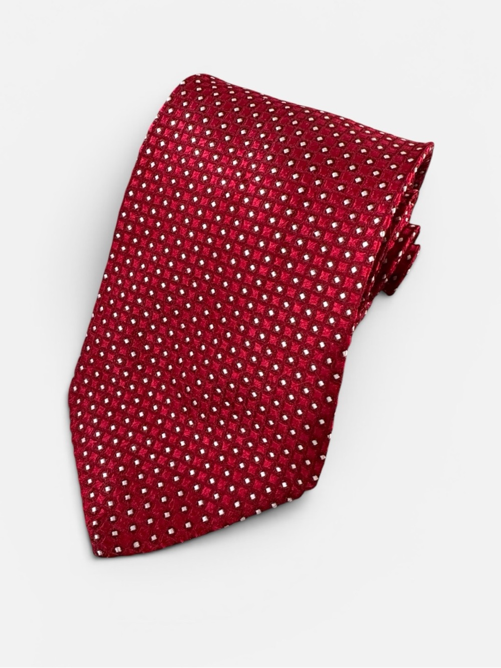 Ermenegildo Zegna mens red geo pattern 100% silk luxury neck tie EUC